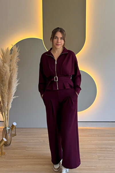 Aventien Premium Modal Fabric Belted Jacket Pants Set