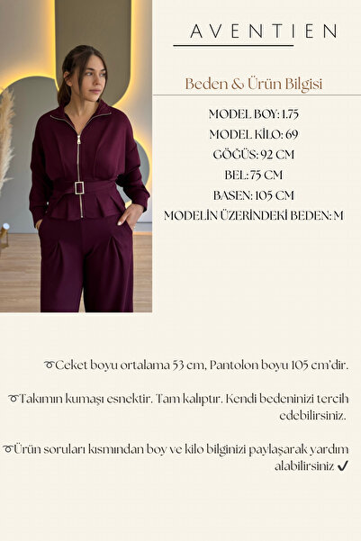 Aventien Premium Modal Fabric Belted Jacket Pants Set