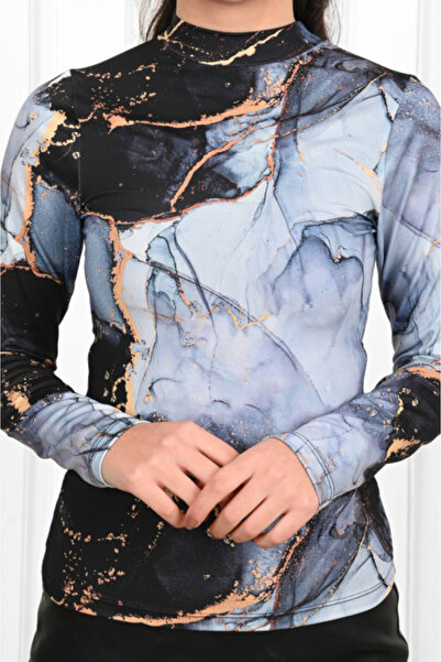 ADROM Casual long-sleeve blouse, navy with black