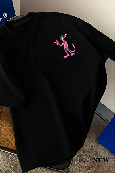 New Shine Оверсайз тениска с принт на пантера