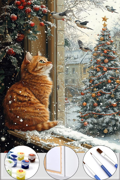 İZSA HOBİ Sayılarla Boyama Hobi Seti 40x50 Çerçeveli Numaralı Tuval Fırça Boy...