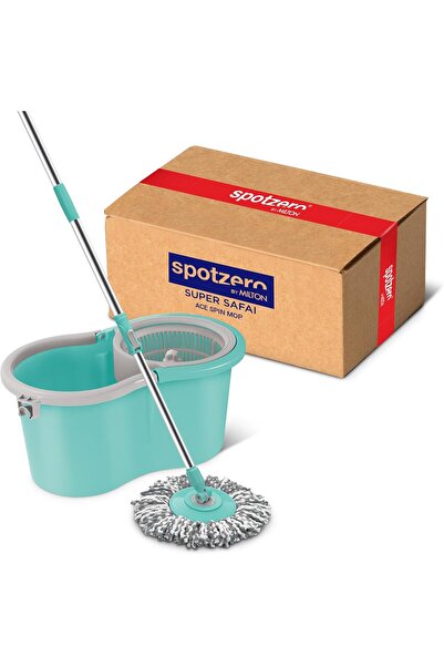 Spotzero by Milton Spotzero Spin Mop & Bucket with 1 Microfiber Refill - Aqua Green