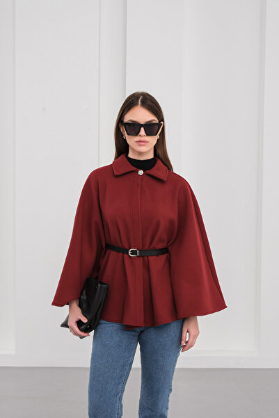 BLUE DAY'S Women's Belted Poncho Coat Standard Size - Stylish Winter Cape Model