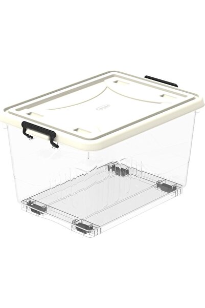 Cosmoplast Plastic Storage Box with Wheels and Latch-Locking Lid, 22 Liters (White)