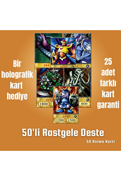 teteoka Yu-Gi-Oh! 50 Random Anime Card Deck - 25 Different Cards Guaranteed - 1 Gift Holographic Card