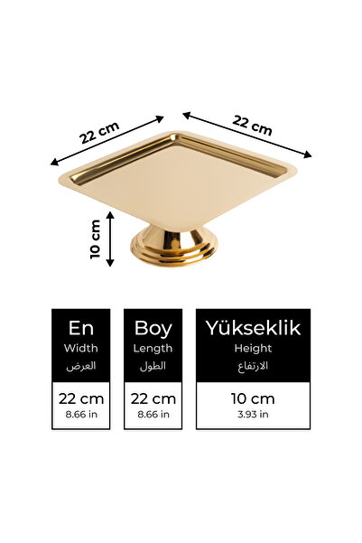 Efsun 2-Piece Gold Square, Stylish Design Cake, Pastry, Cookie, and Dessert Serving Presentation Stand with Legs