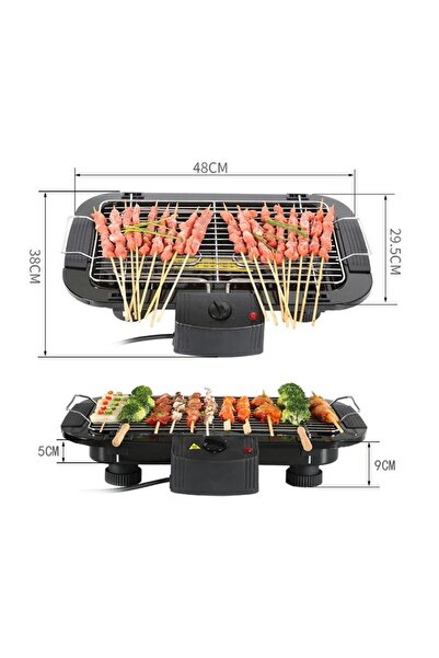 Tradeo Electric Barbecue Grill – Adjustable Heat, Detachable Tray & Non-Stick Steel BBQ Rack