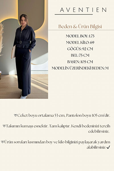 Aventien Premium Modal Fabric Belted Jacket Pants Set