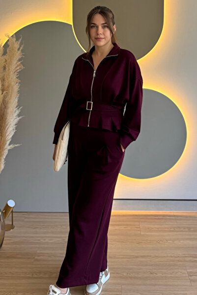 Aventien Premium Modal Fabric Belted Jacket Pants Set