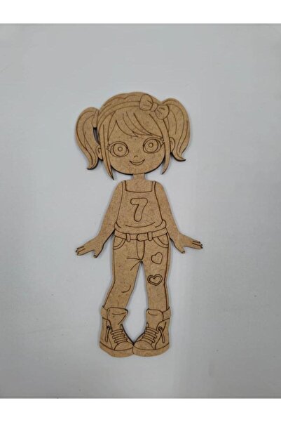 Mu Art Ahşap 1 Adet Ahşap Sevimli Kız no4 Boyama Seti Okul Dıy Etkinlik Aktiv...