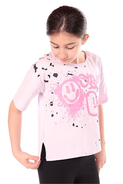 Toontoy Tricou cu mânecă scurtă, cu imprimeu, cu decolteu rotund și șliț, pen...