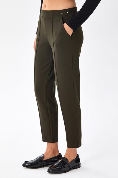 İKİLER Knitted Trousers with Elastic Waist and Pockets