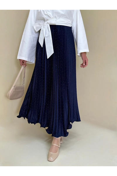 Trend Marfa Six-Layered Pleated Hijab Skirt with Stones