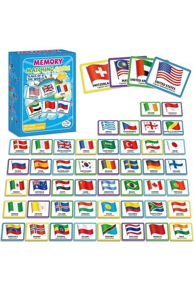 Generic لعبة مطابقة الذاكرة لخمسين زوجًا - أعلام العالم