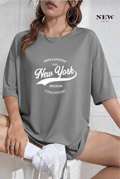 New Shine Tricou oversize cu imprimeu New York Brooklyn