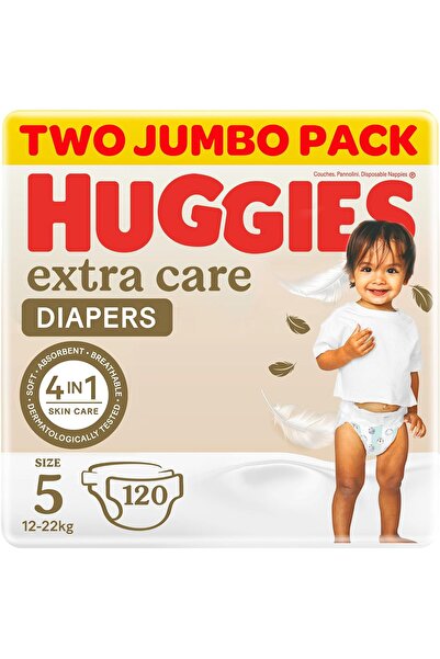 Huggies Extra Care Baby Diapers, Size 5 (12-22 kg) Twin Jumbo Pack - 120 Diapers