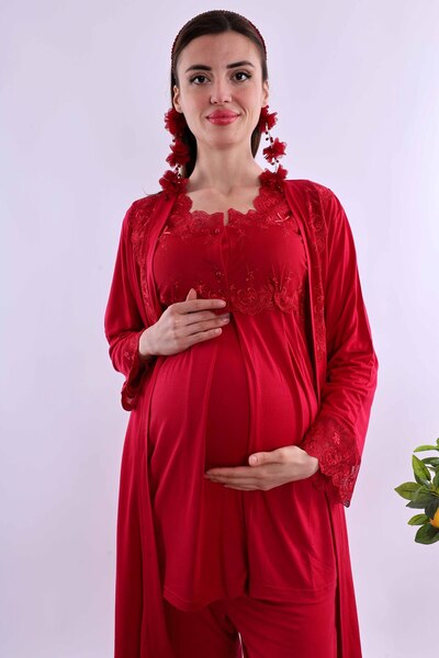 ByLohusa Effortt Cherry Dressing Gown Maternity Maternity Pajama Set