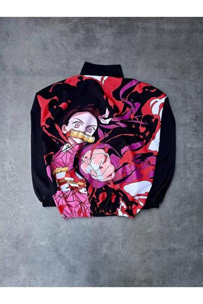 RAWEA FASHİON Zippered Digital Printed Windbreaker - Black