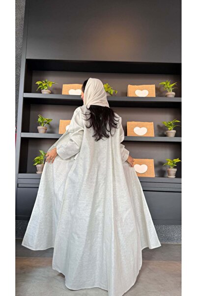 AYA mw1506-Abaya-Linen-Light-Green-Summer