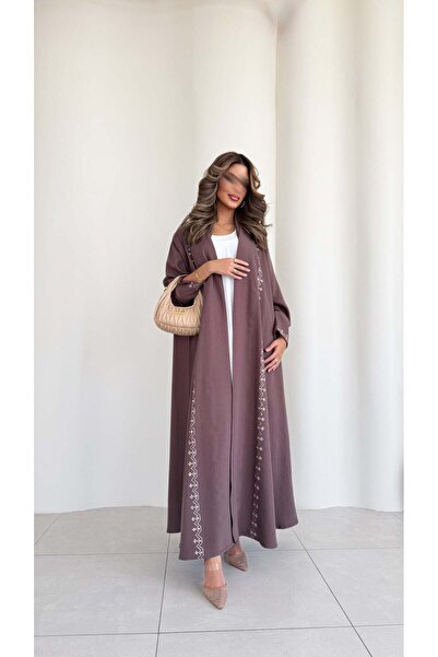 AYA عباية بنية مع تطريز