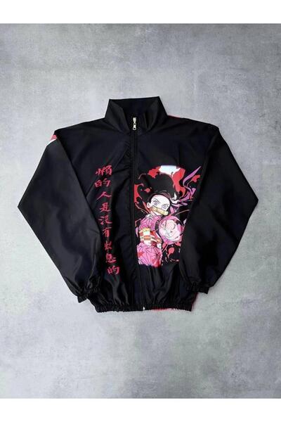 RAWEA FASHİON Zippered Digital Printed Windbreaker - Black