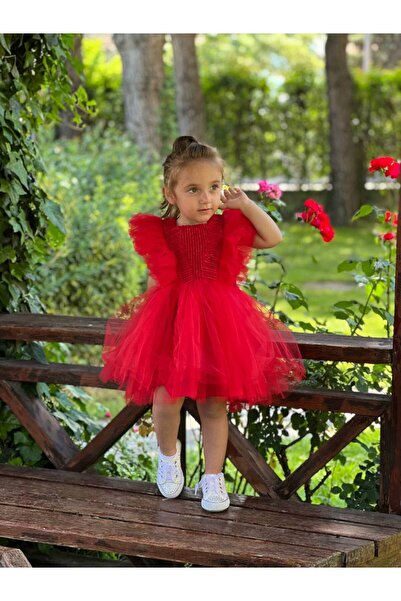 ABİYEKİDS Tulle Glitter Children's Evening Dress Birthday Party Wedding Dress 1/4 Years Old Aby241