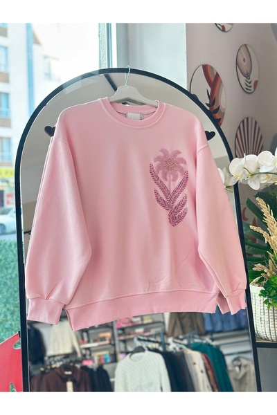 butiksosyete38 Nakışlı Boncuklu Sweatshirt