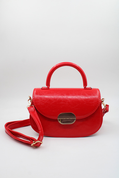 LASSO Women's Red Patent Leather 3-Compartment Magnet Closure Lined Hand, Arm and Shoulder Bag