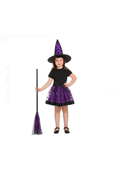 Fabrilux Set de Halloween pentru fete – Fustă tutu mov, Pălărie de vrăjitoare, Mătură decorativă – FABRILUX®