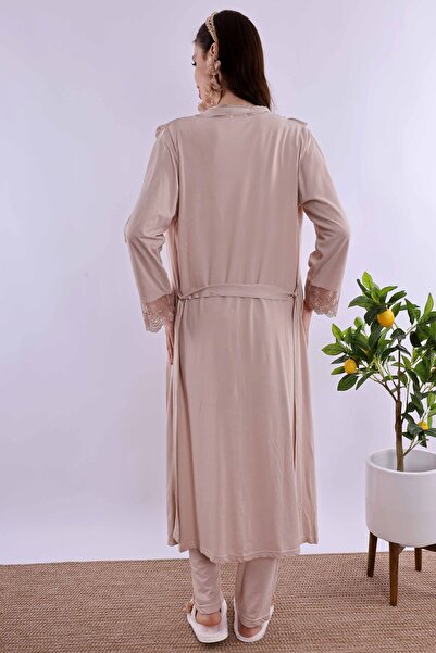 ByLohusa Effortt Brown Long Dressing Gown Maternity Pajama Set