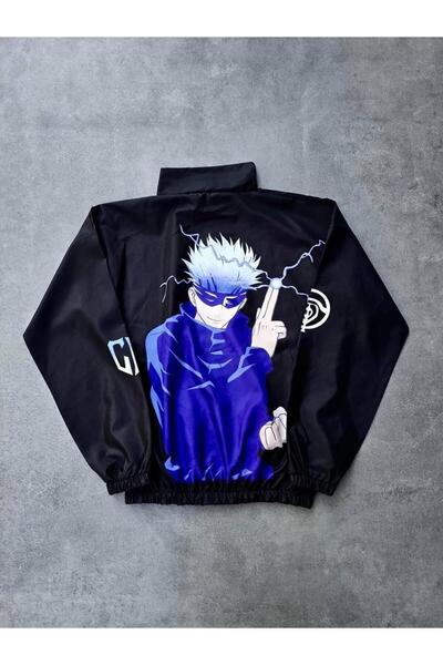 RAWEA FASHİON Zippered Digital Printed Windbreaker - Black