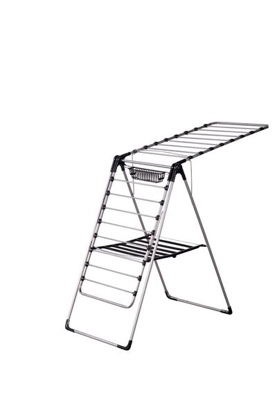 ENASHOP Siyah Kurutmalık Çamaşır Kurutma Askılığı Kalın Borulu Mandal Sepetlı