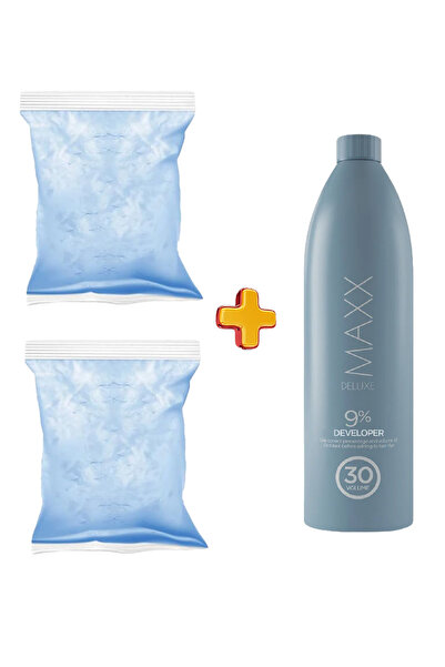 MAXX DELUXE 3'lü Paket Set MAVİ Oryal 2x500 gr + 1000 ml Oksidan 30 Volum