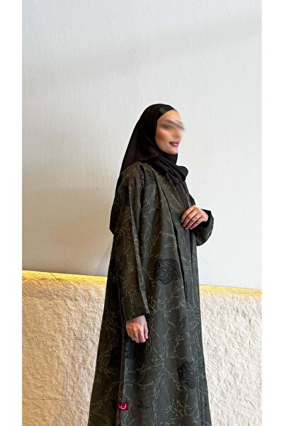 AYA mwt608-Abaya-Linen-Print-Olive