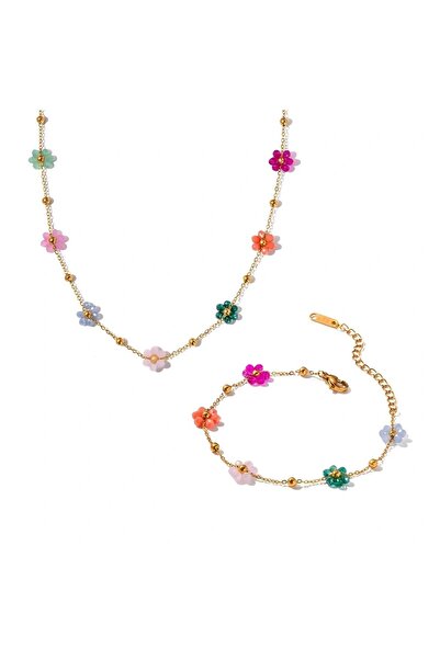 RAFINI Floral Rainbow Set - 18K Gold Plated, Stainless Steel