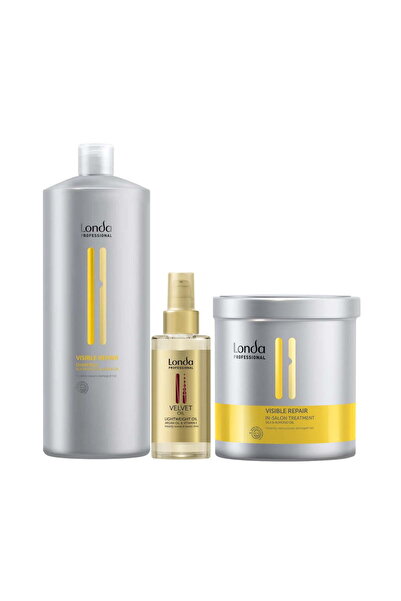 Londa Professional Σετ Ορατής Επανόρθωσης – Σαμπουάν 1000ml + Θεραπεία 750ml + Βελούδινο Έλαιο 100ml