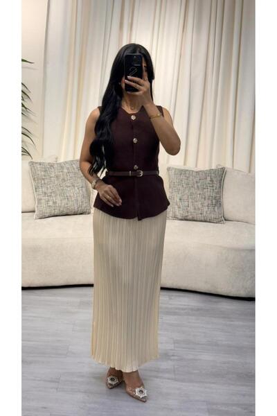 SELSAL Vest and pleated skirt set