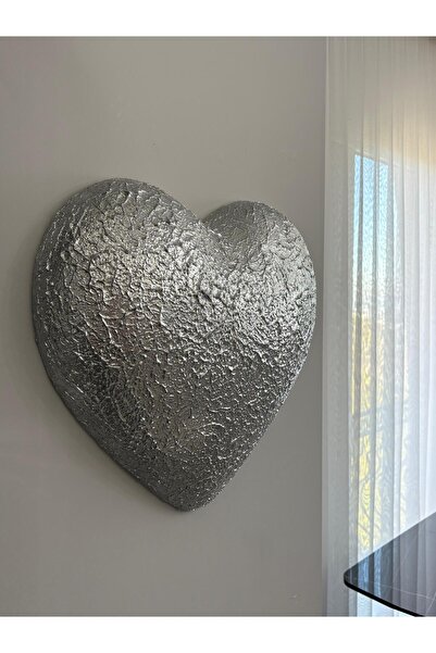 Store BesArt - Lüks Duvar Dekorasyonu 3 Boyutlu Rölyef Dokulu Kalp 50 cm ölçüde