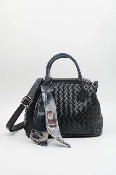 LASSO Geantă neagră pentru femei, cu detaliu de eșarfă, cu închidere rapidă, ...