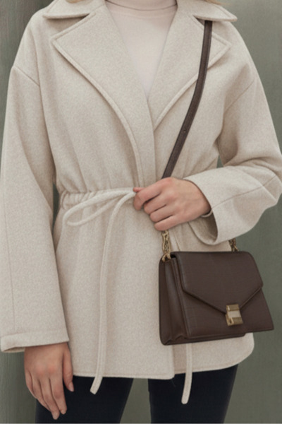 ALFUDO Moda Collection Ecru Colorful Detailing Comfortable Fit Cashmere Cardigan/Jacket