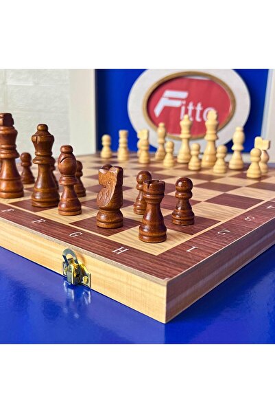 fitto مجموعة شطرنج خشبية مغناطيسية - لوح قابل للطي لسهولة التخزين والنقل