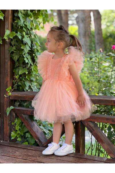 ABİYEKİDS Tulle Glitter Children's Evening Dress Birthday Party Wedding Dress 1/4 Years Old Aby241