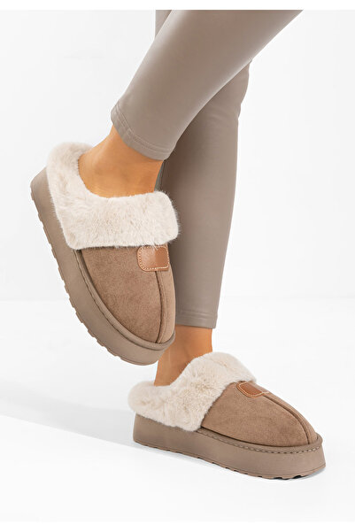 B T Shoes Παντοφλεσ γυναικειεσ χειμερινεσ Flufina καφε