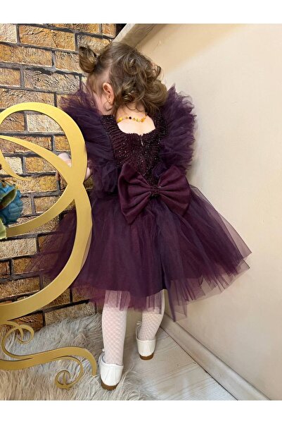 ABİYEKİDS Tulle Glitter Children's Evening Dress Birthday Party Wedding Dress 1/4 Years Old Aby241