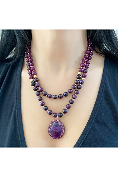 Takkı by Handan Mor akik ve kaplan gözü tasarım kolye.