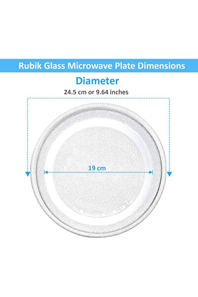 RUBIK Microwave Oven Plate Replacement Small (24.5cm / 9.64 in, Flat Bottom) Turntable Glass Tray Di