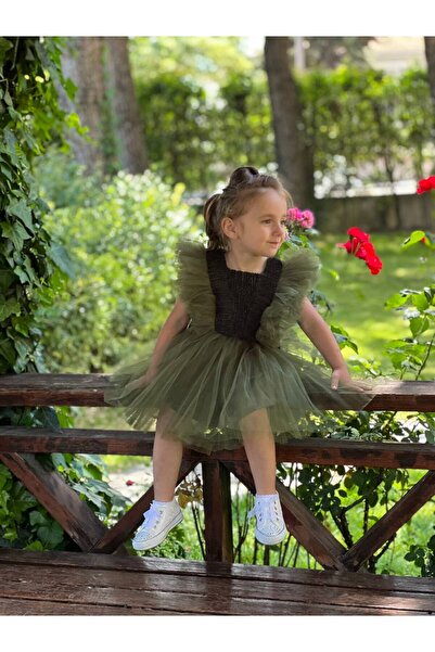 ABİYEKİDS Tulle Glitter Children's Evening Dress Birthday Party Wedding Dress 1/4 Years Old Aby241