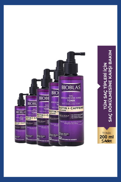 Bioblas Kafein Arjinin Biotin Saç Dökülmesi Karşıtı Tonik 200 Ml 5 Adet