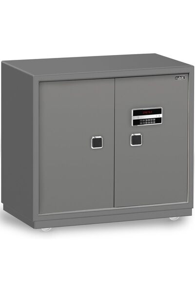 RUBIK Double Door Cabinet Safe Box, Digital and Key Lock RB-100BMG (Grey, 100 x 90 x 55 cm)