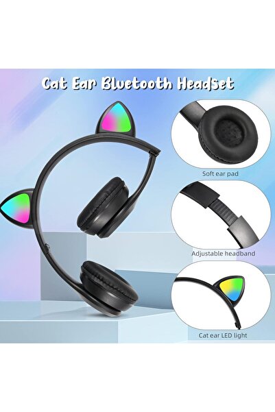 VALA Bluetooth headphones for children with cat ears, LED, with microphone, foldable, over-ear